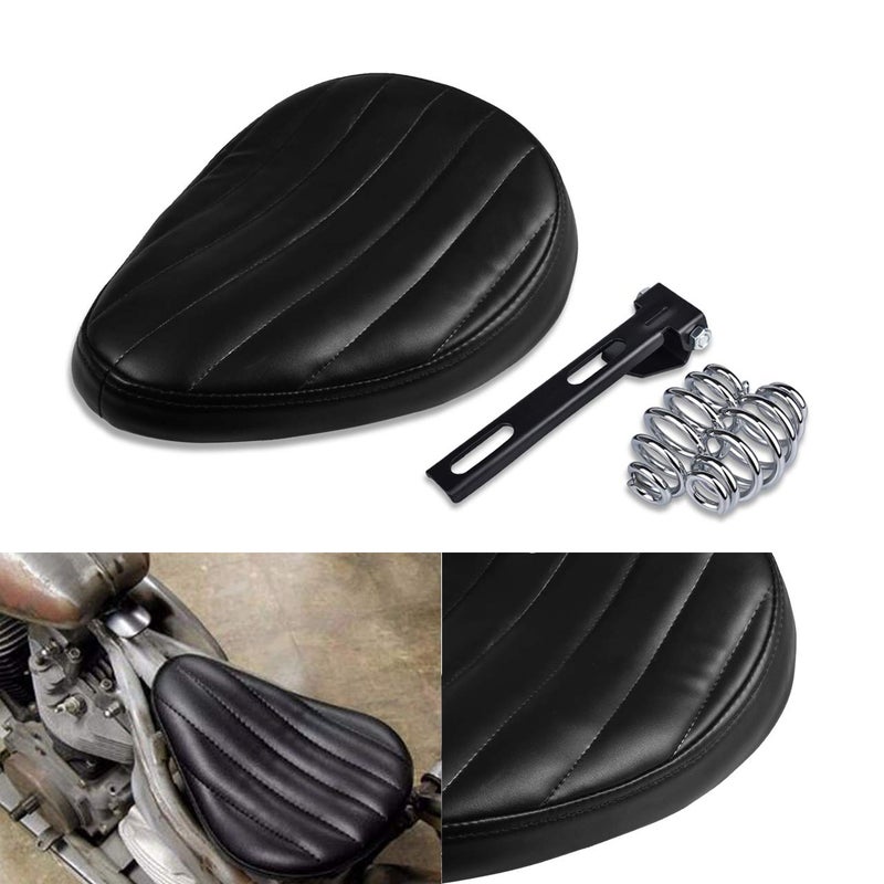 NATGIC Motorcycle Solo Seat Cushion Baseplate Spring Seat Pad Saddle Bracket for Cruiser Bobber Chopper Honda Yamaha Suzuki Kawasaki (New-Black) - Image 1